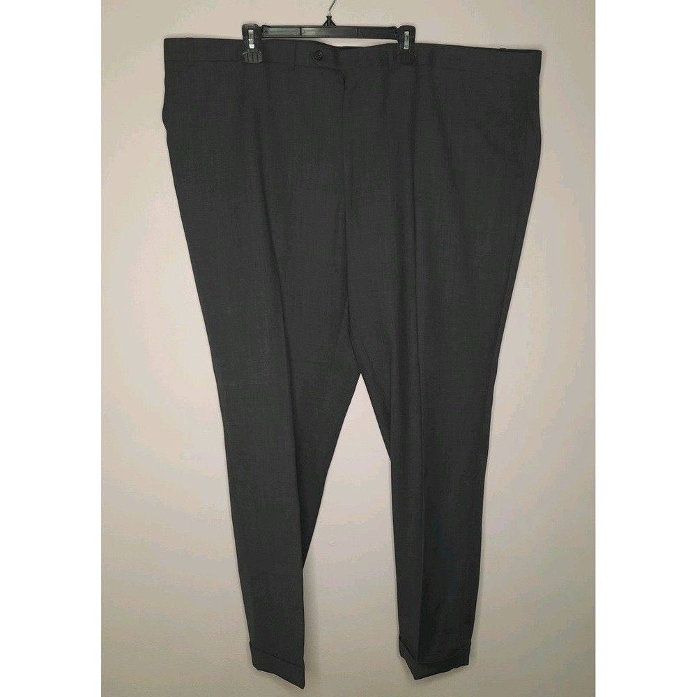 Ralph Lauren Wool Dress Pants Men's 52x32 Gray Pleated Cuffed Big & Tall